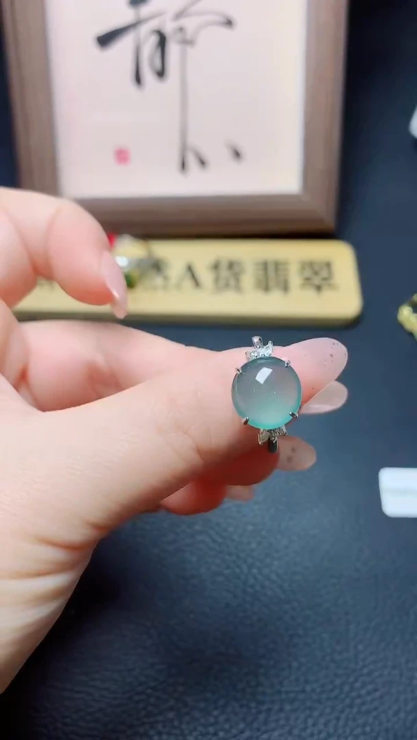 银S925镶嵌戒指翡翠  天然翡翠A货s925银镶