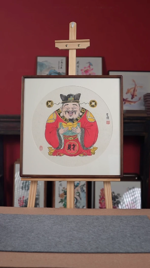 国画纯手绘纯手写-带框尺寸52*52
