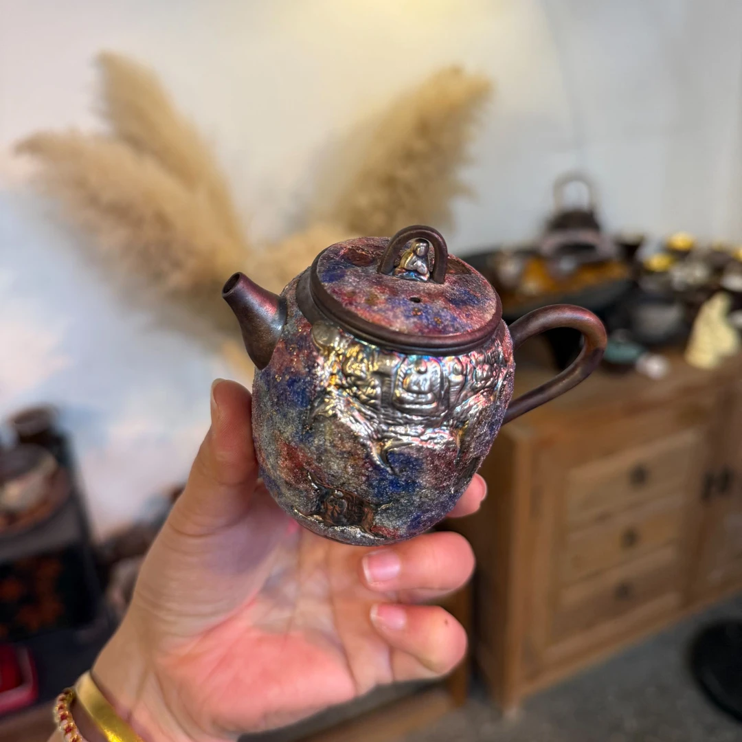 慢山七彩原矿藏经壶120ml