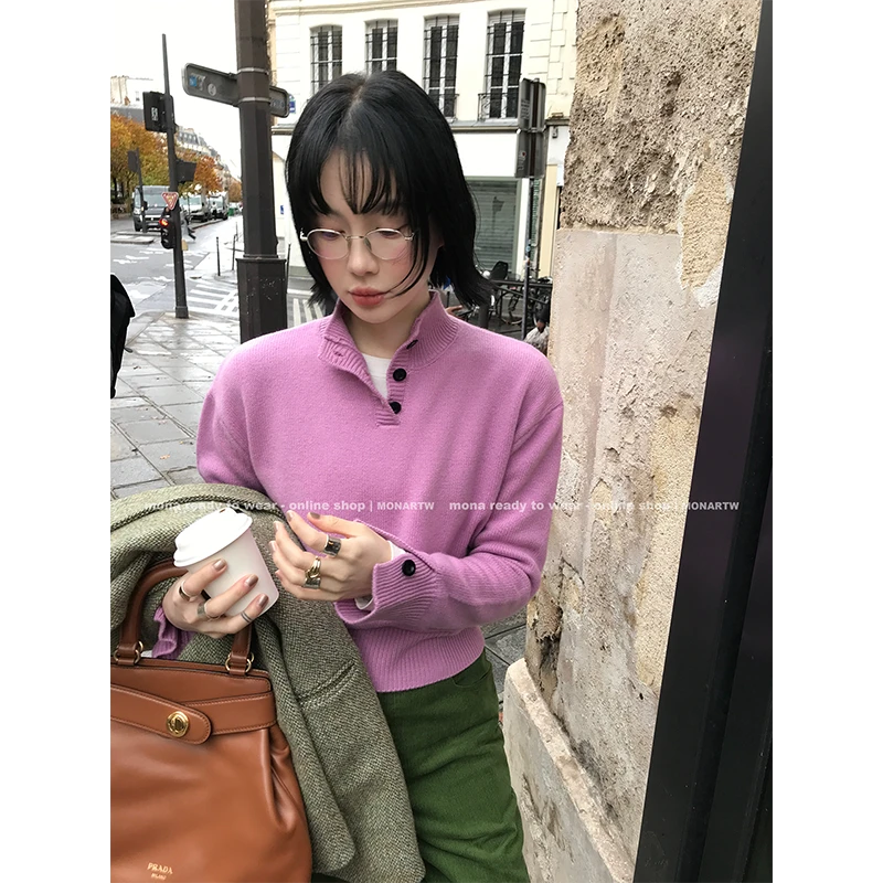 【Mona张绮贤】MONA100羊毛气质立领针织衫 O125S10492