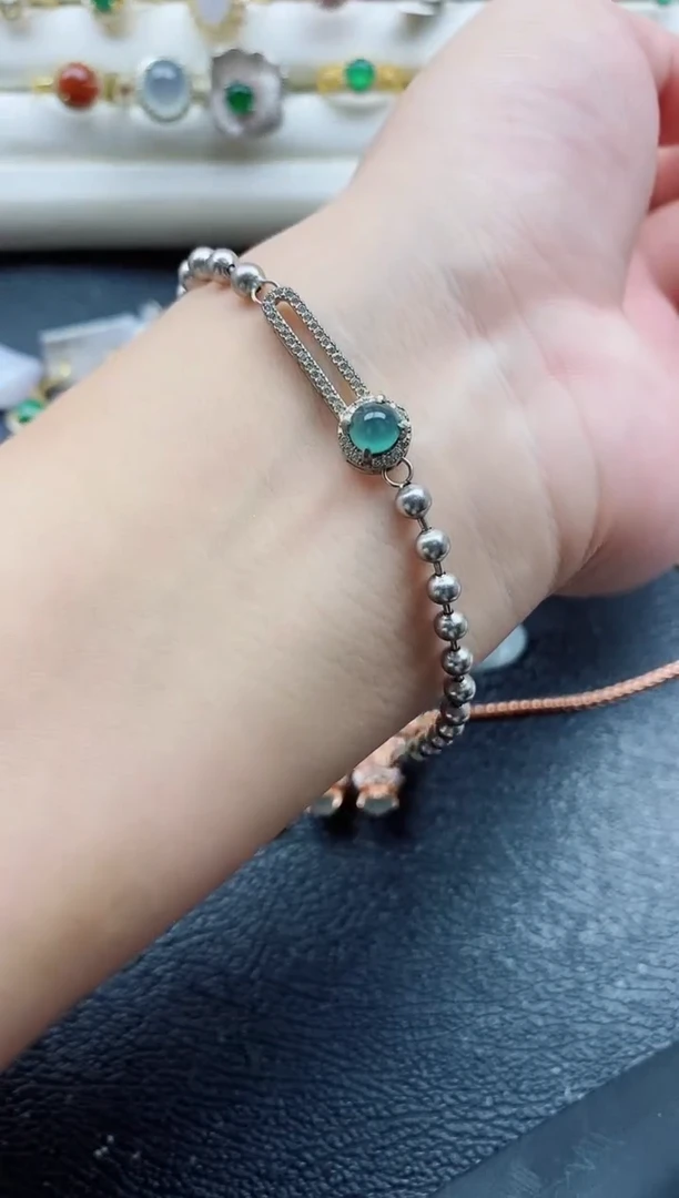 银S925镶嵌戒指翡翠鱼***猫1