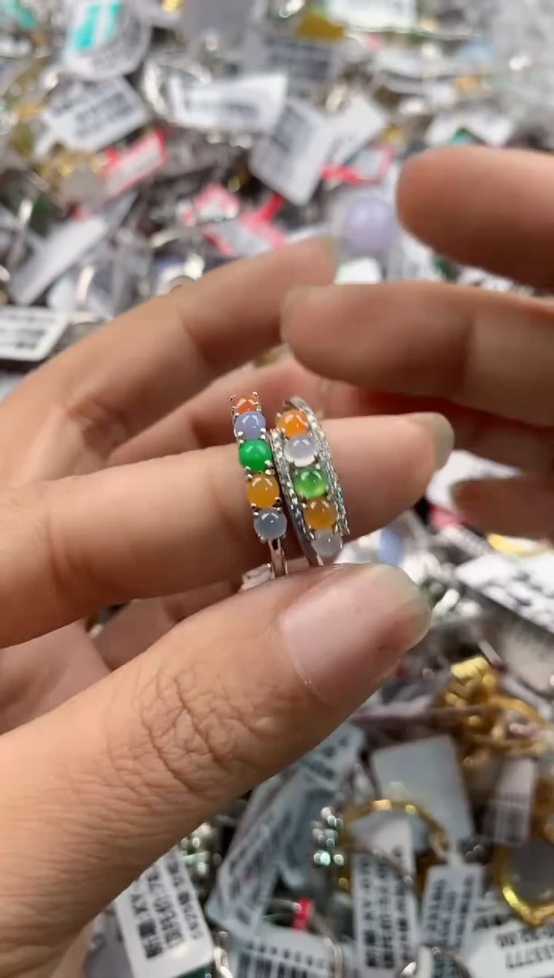 银S925镶嵌戒指翡翠101010---10