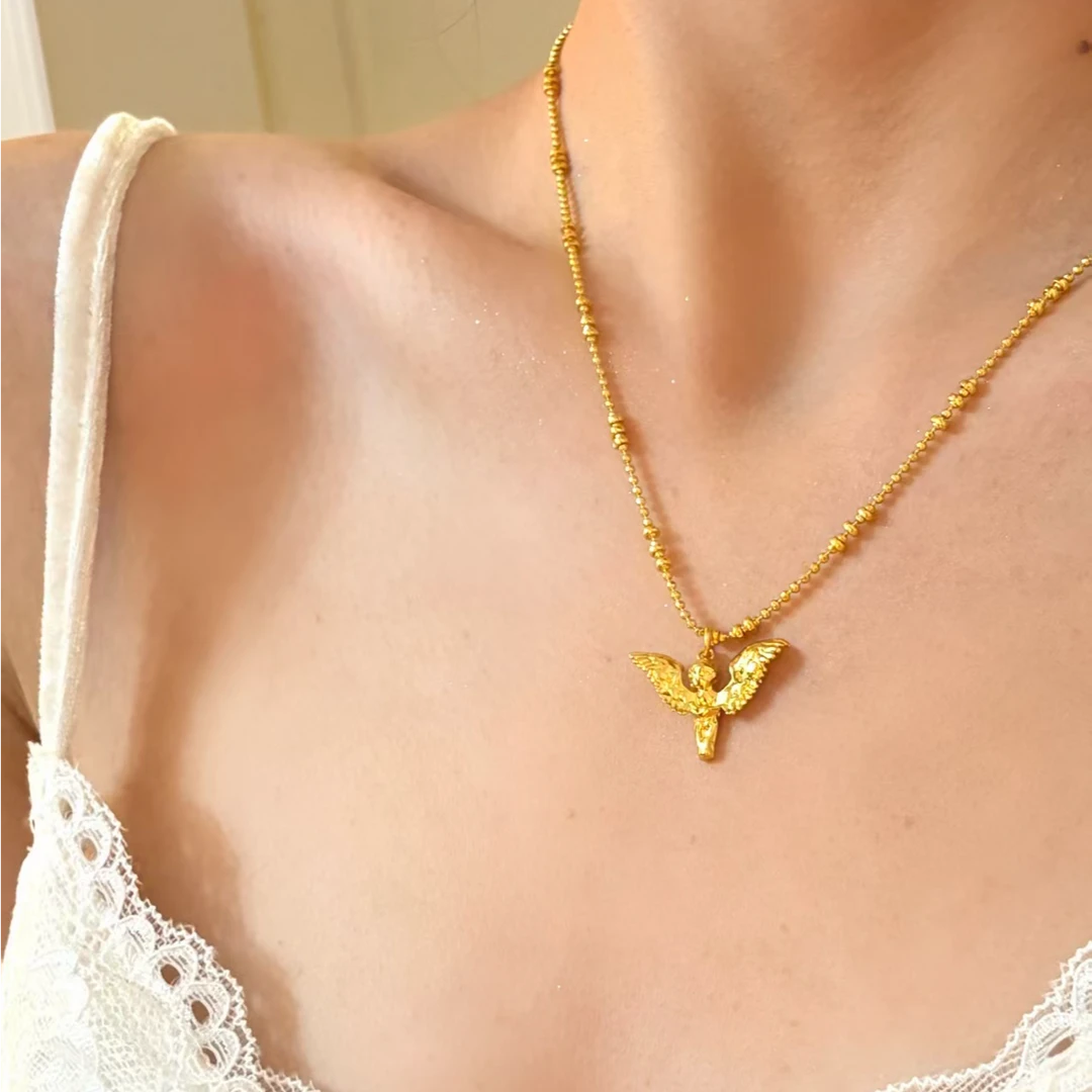 铜合金项链 【丘比特】中古vintage项链女复古轻奢小众高级感锁骨链