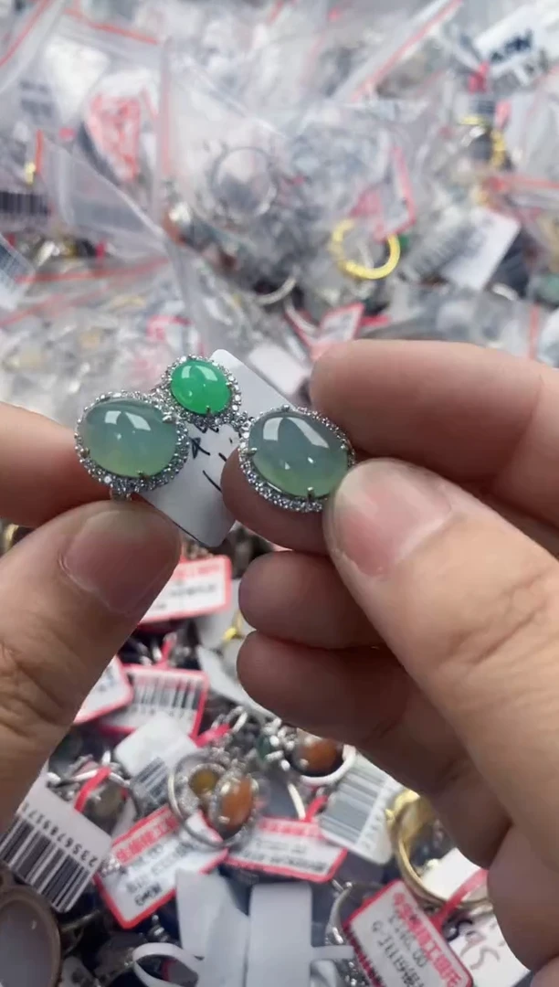 银S925镶嵌戒指翡翠777   3