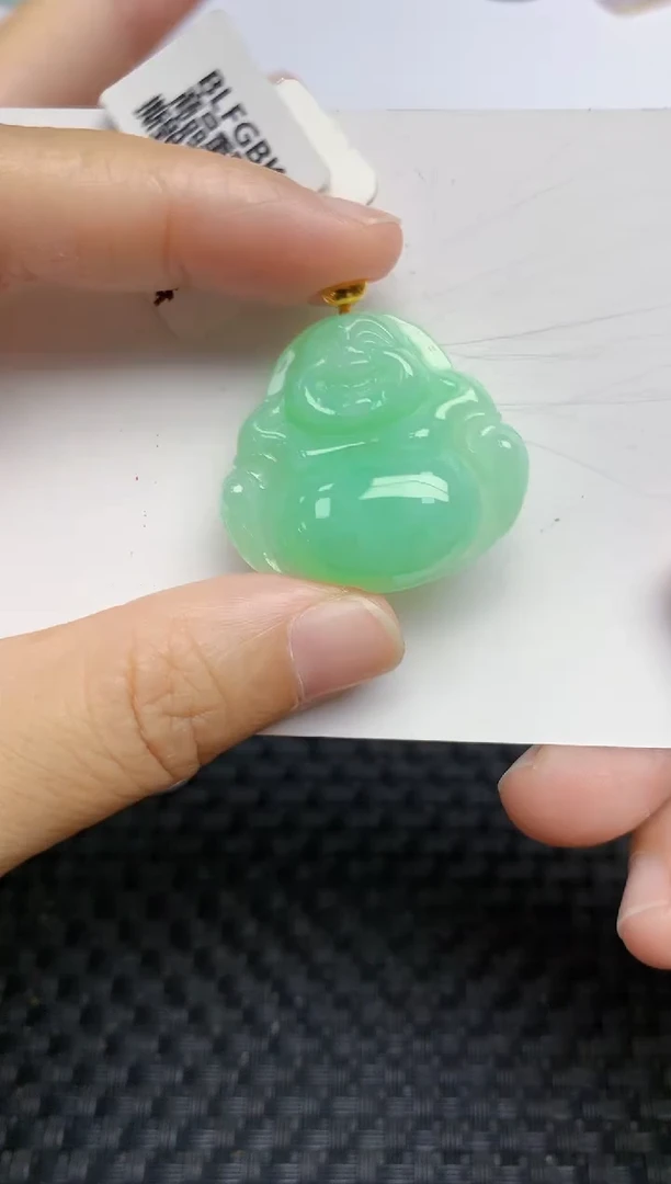 翡翠18K金镶嵌颈饰天然A货翡翠