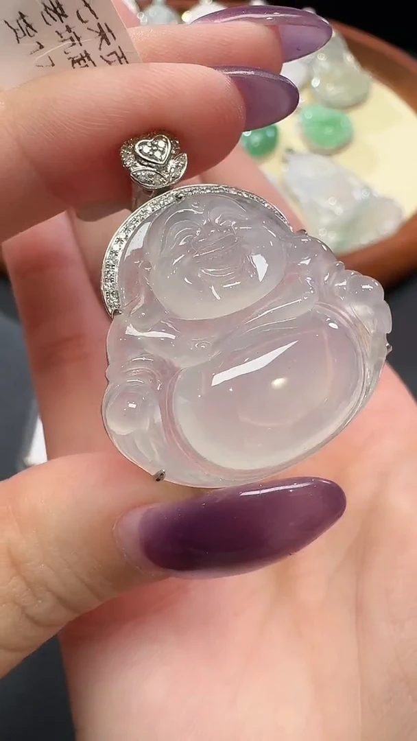 吊坠(不含链)18K金镶嵌翡翠钱****6【源头工厂】钻石镶嵌