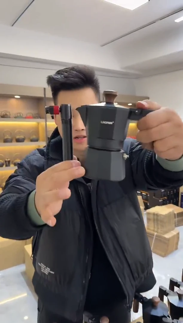 【磨砂黑】OP双阀2杯摩卡壶+黑色气筒+气嘴改好发货+六代阀头