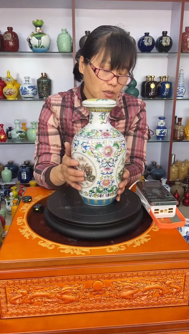 瓶瓷  4 斤装粉彩冬瓜       陶瓷空酒坛