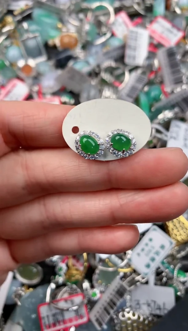 银S925镶嵌戒指翡翠999---1