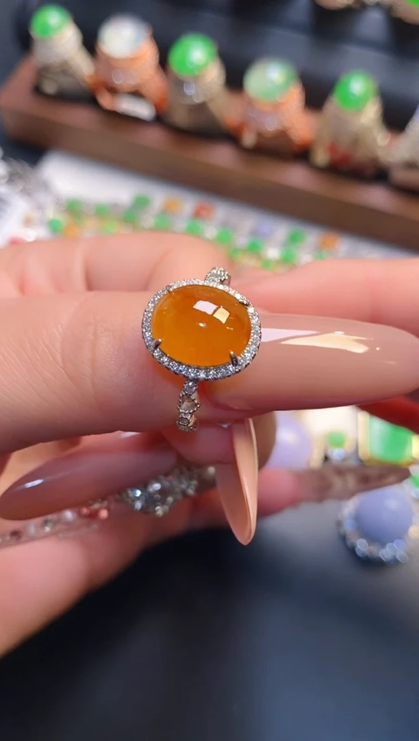 银S925镶嵌戒指翡翠天然