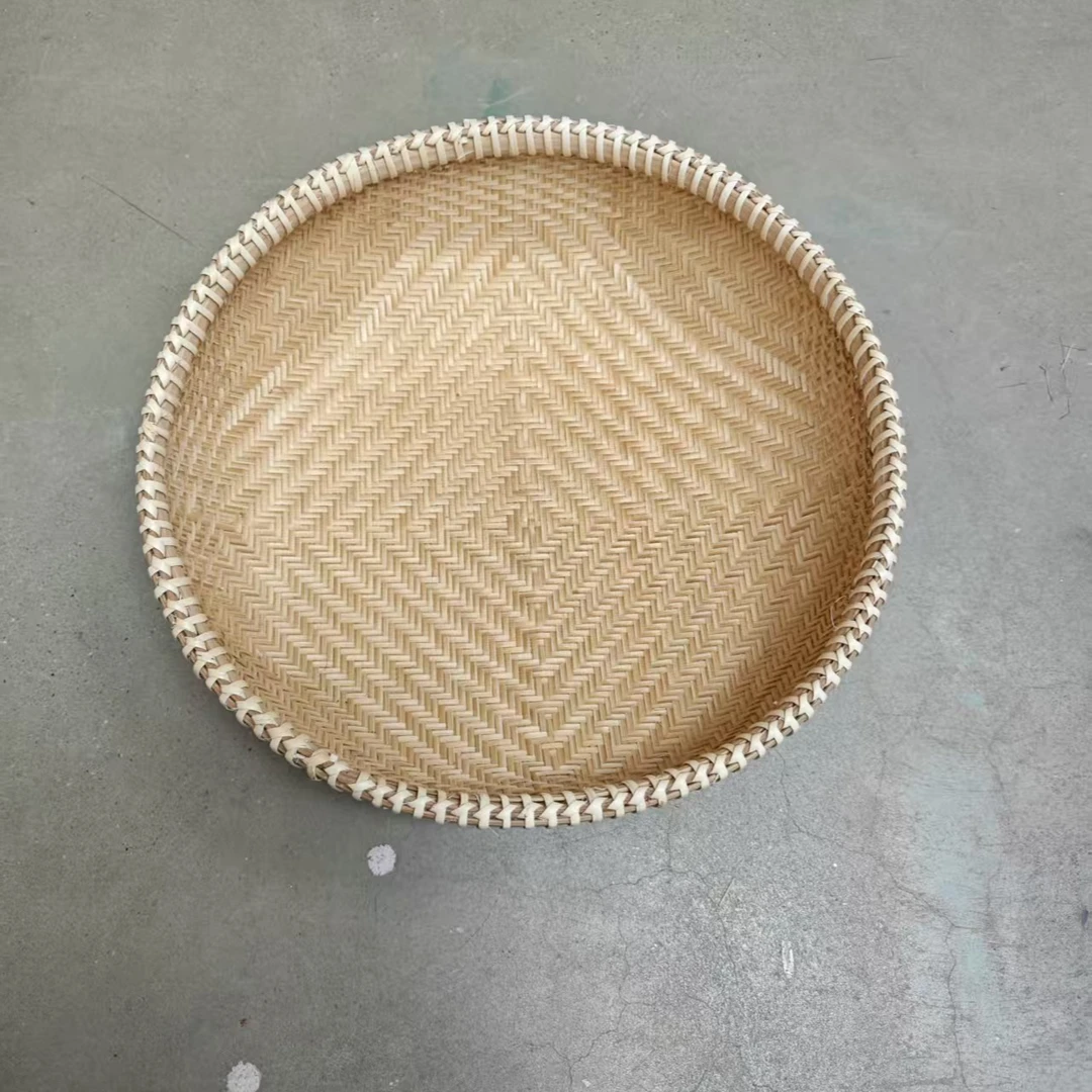 29厘米圆形不镂空黄金筐精品竹编 竹篮子 洗菜篮 竹制品 精致款式