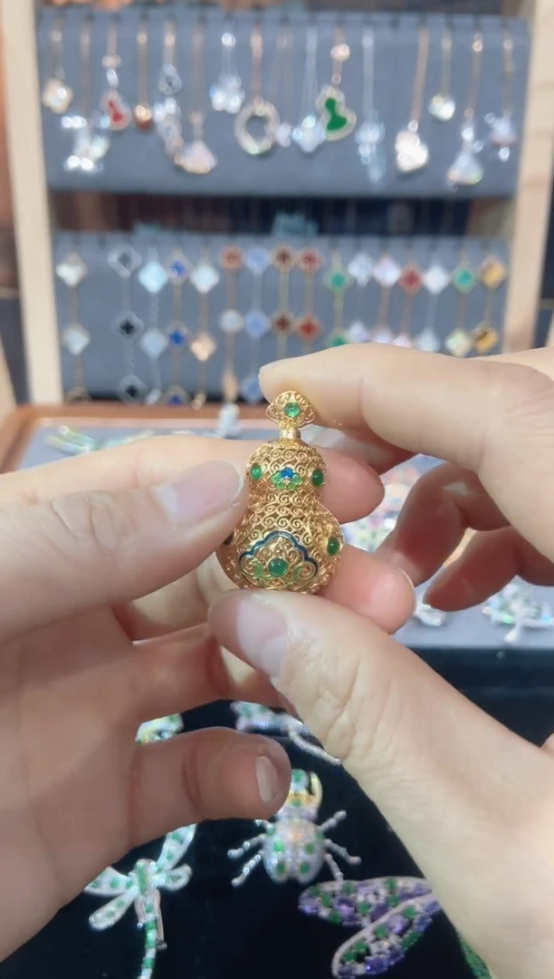 吊坠(不含链)银S925镶嵌翡翠翡翠K黄