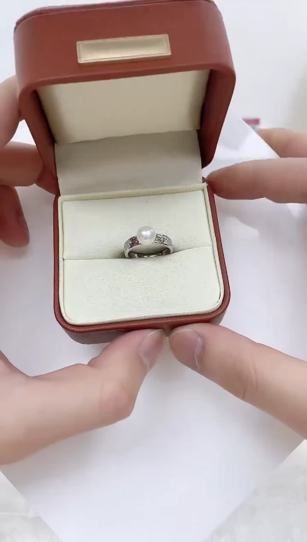 银S925镶嵌海水珍珠戒指海水珍珠戒指