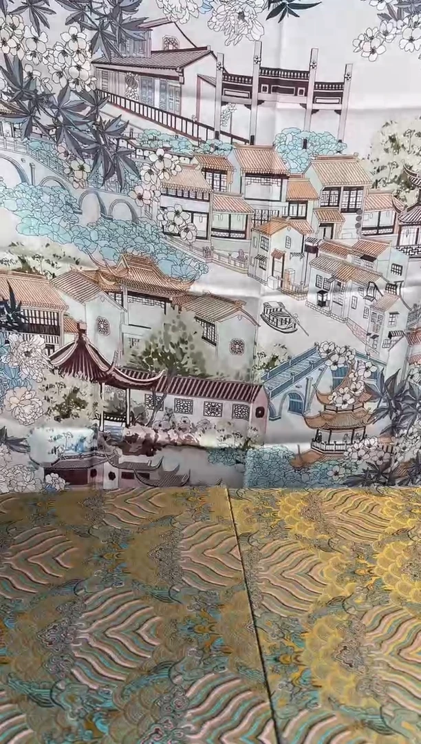 刺绣88×88斜纹绸桑蚕丝丝巾