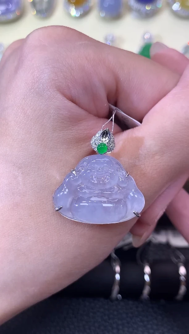 翡翠18K金镶嵌吊坠(不含链)夏日珠宝A38