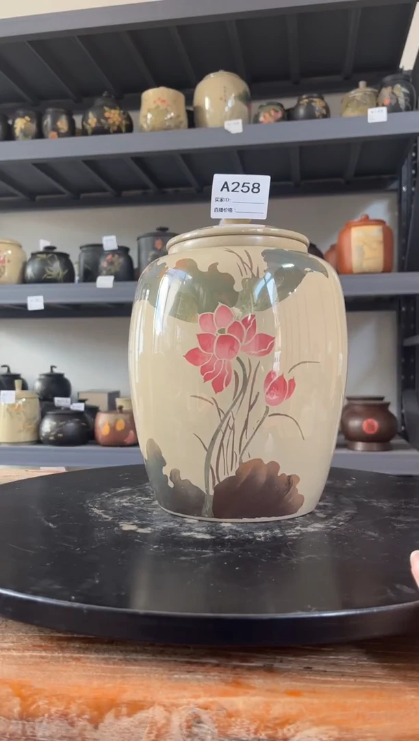 建水紫陶白泥亮光精品茶罐A258