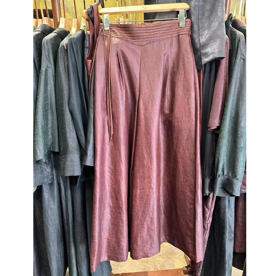 红云纱阔腿裤 设计师款  百搭新中式休闲高腰长裤