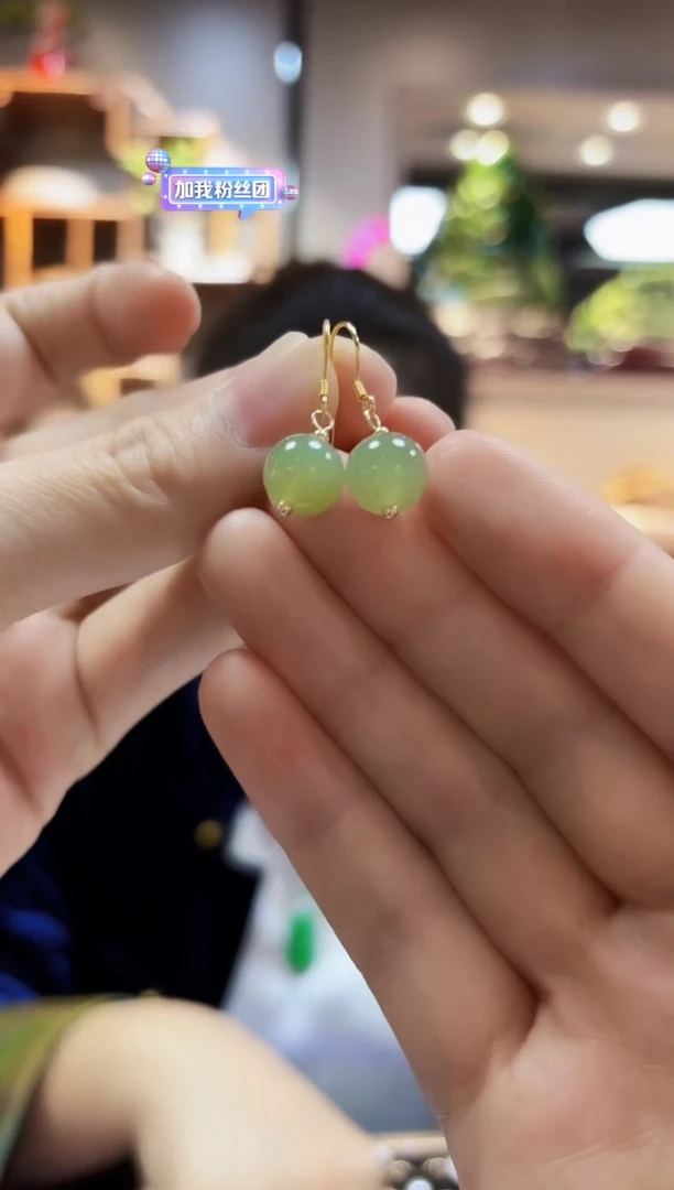 【闪购商品】和田玉耳饰银S925镶嵌耳饰10