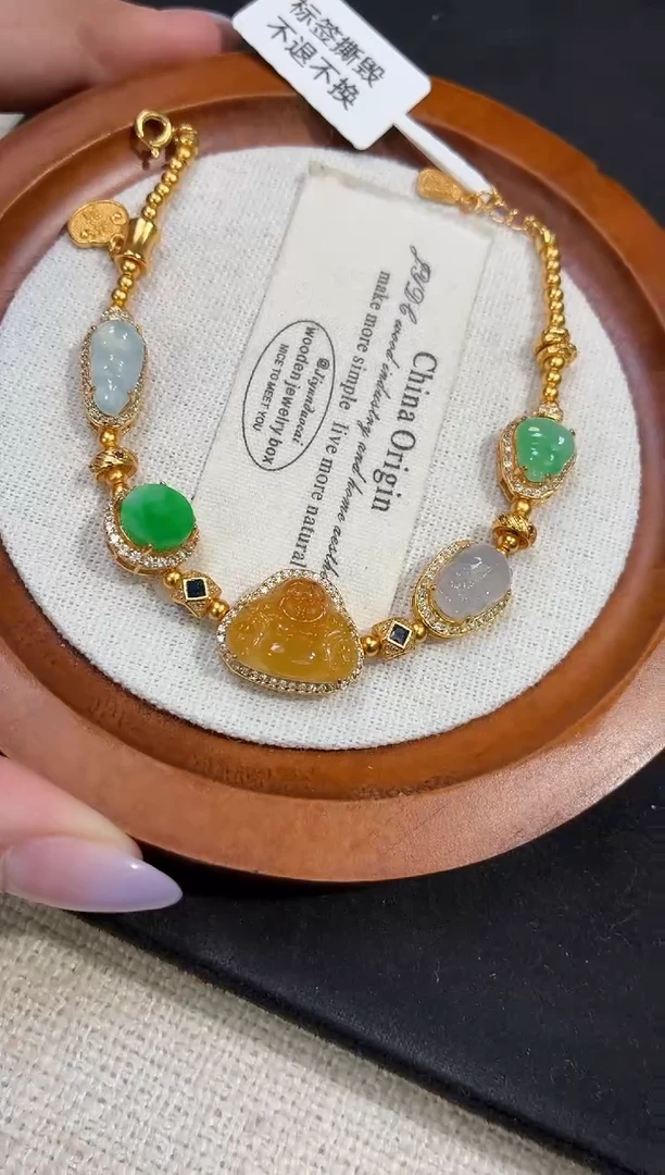 吊坠(不含链)银S925镶嵌翡翠手链