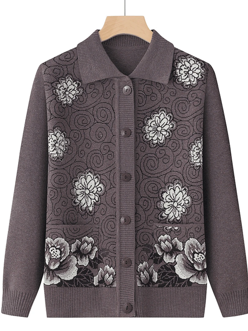 老年人春装毛衣女奶奶开衫中老年针织衫宽松薄款春秋装老太太外套