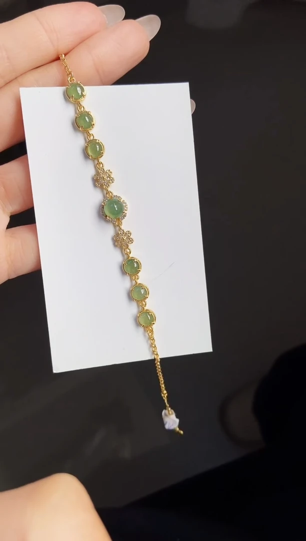 银S925镶嵌手链翡翠12