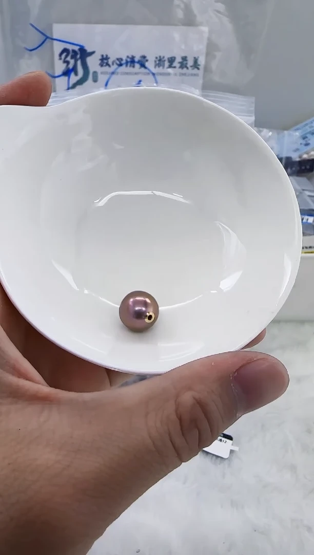 18K金镶嵌淡水珍珠DA紫珠路路通12-13 y540