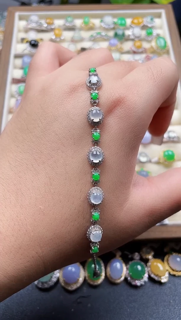 银S925镶嵌手链翡翠188