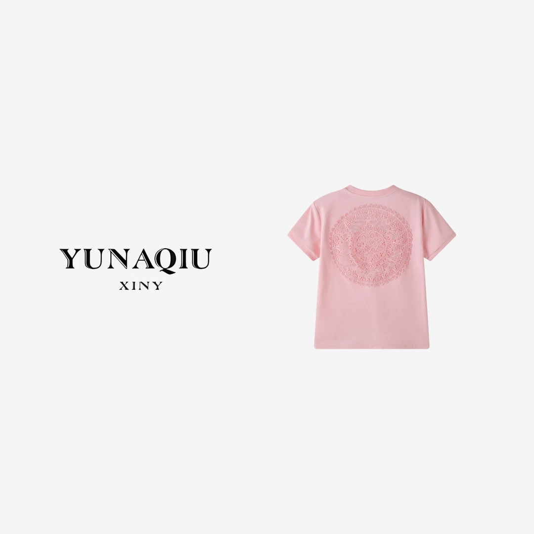 YUNAQIU 时尚休闲百搭女士夏季印花T恤-9466