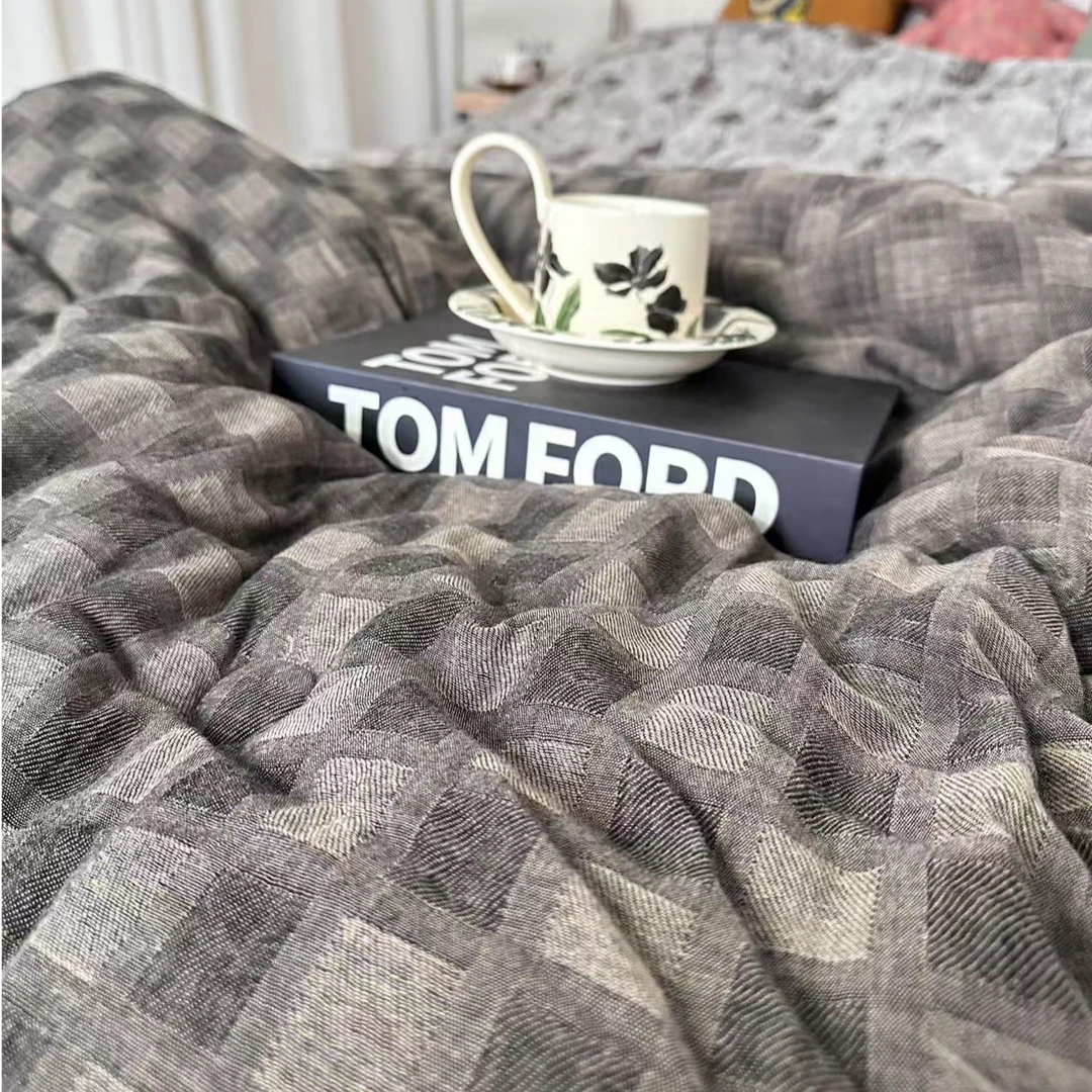 岚奚美学-【朦胧格-单人被套】150cm*200cm简约轻奢系列床品灰色