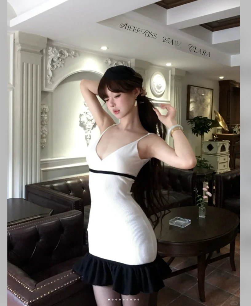 法式时尚设计感修身连衣裙