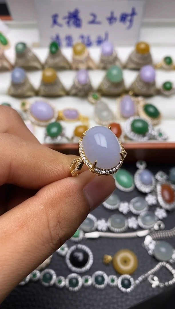 银S925镶嵌戒指翡翠/0025