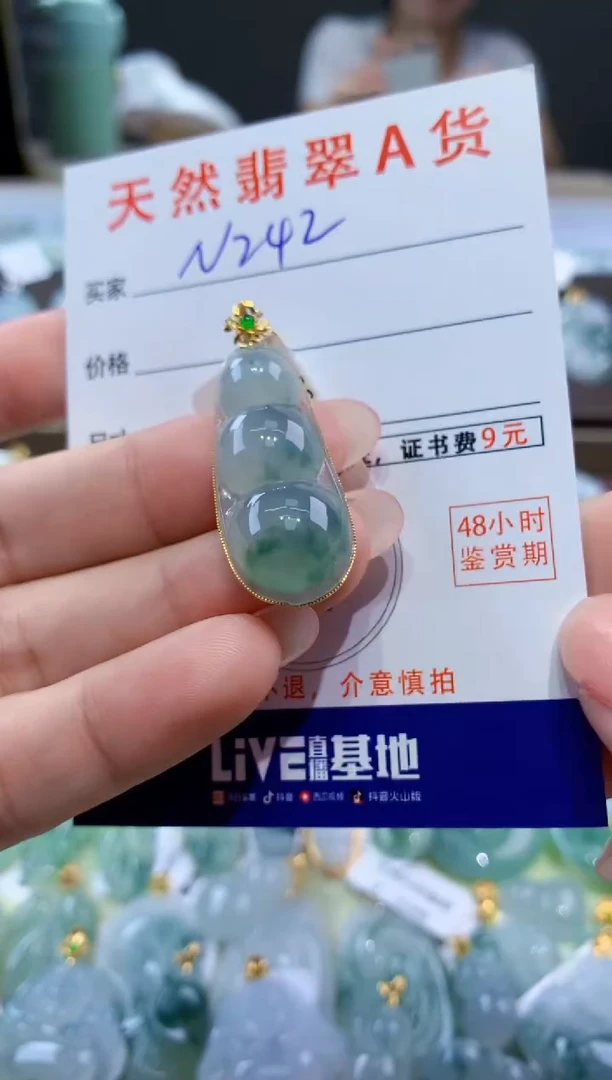 颈饰18K金镶嵌翡翠天然翡翠A货挂件