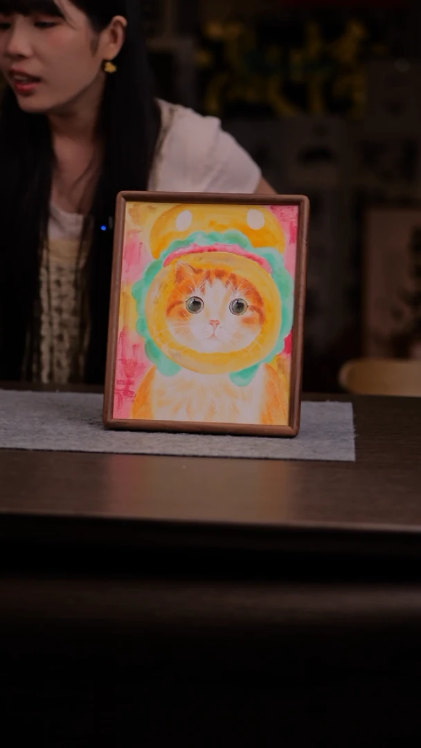 国画.718-10寸 实木-ss框 猫咪-虫虫