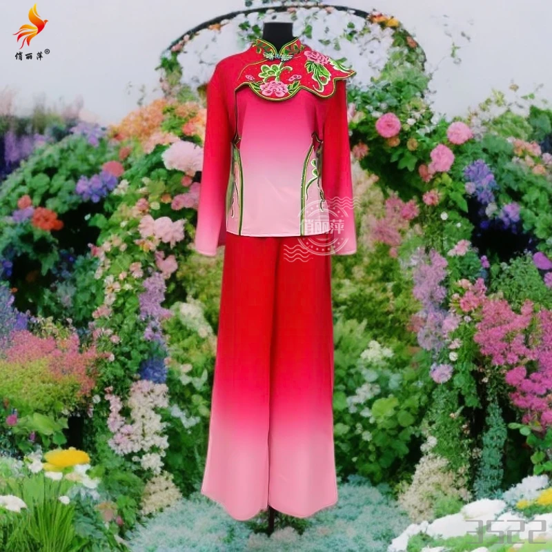 曲沟辣妈同款新款高档舞蹈服装扭秧歌服装长袖广场舞蹈裙裤款