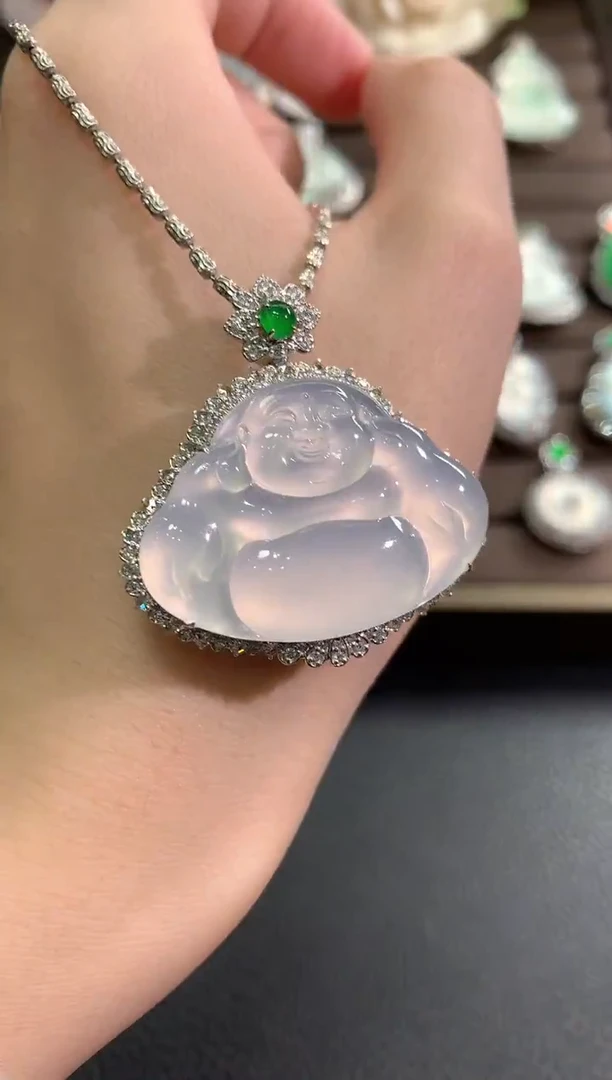 吊坠(不含链)18K金镶嵌翡翠冬日珠宝W789