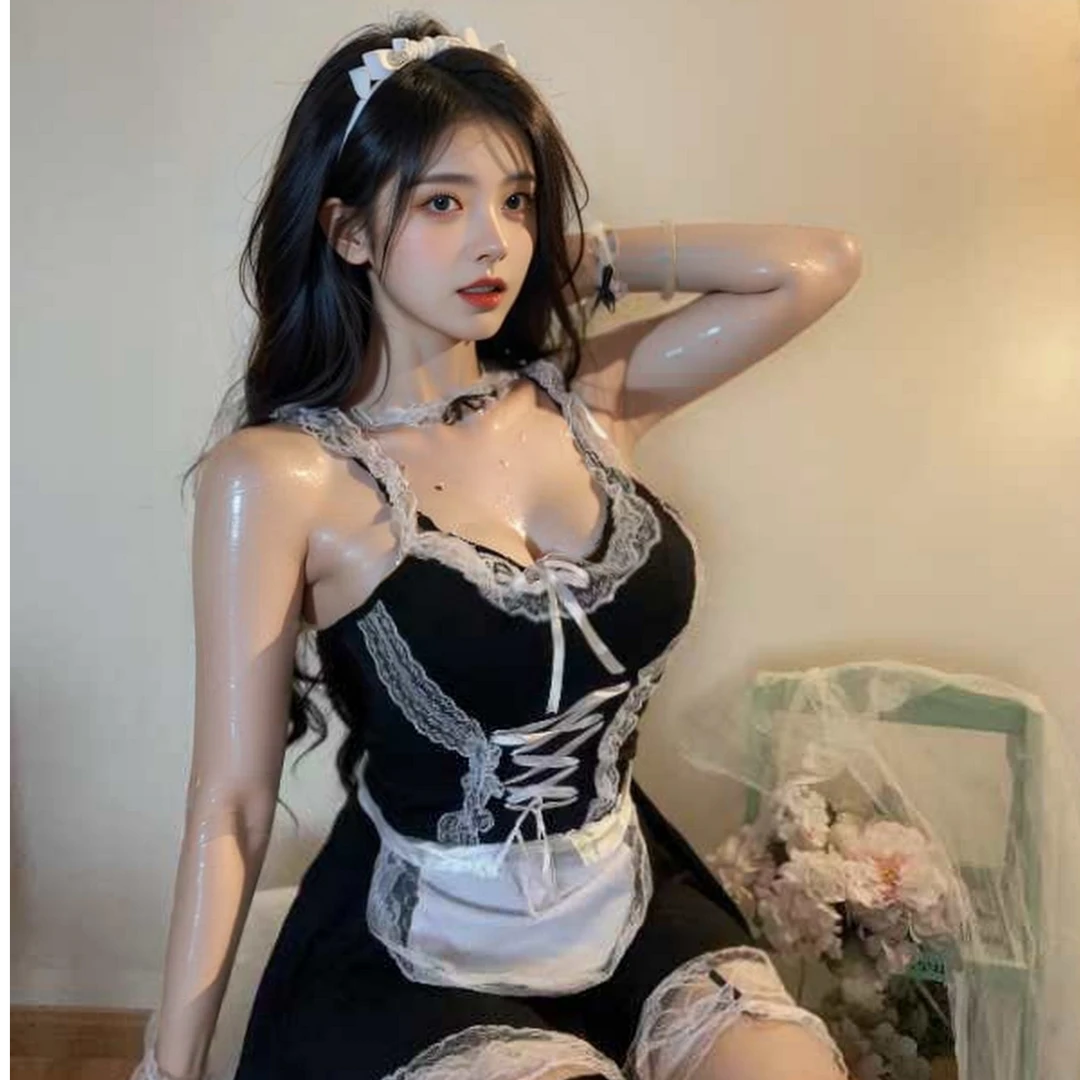 MoonLit私享日系cos女仆制服套装女装蕾丝女装吊带显瘦夏季