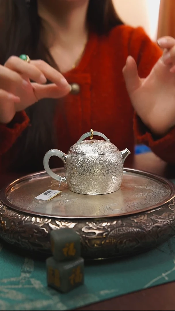 古悦足银999泡茶壶