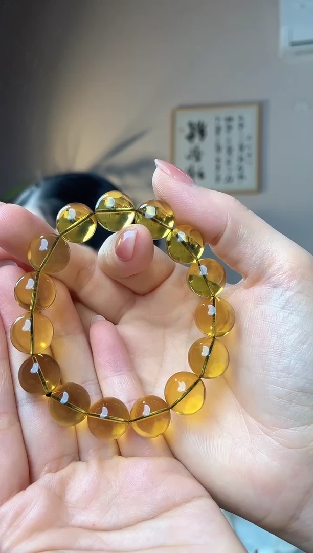 裸石琥珀未镶嵌14+ 蓝珀圆珠手串