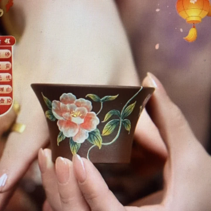 【古月壶来】J1227紫泥“花间蝶”阔口杯主人杯