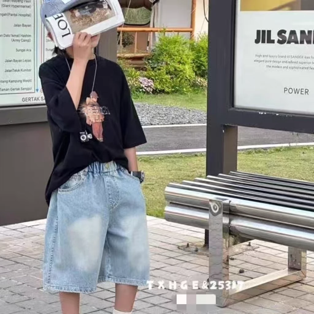 儿童纯色牛仔五分裤A2