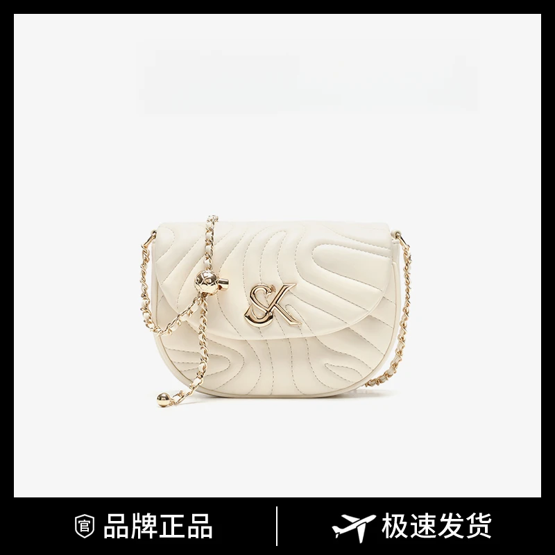 小香风简约风白色方形小众单肩包单肩菱格小包包链条包时尚百搭