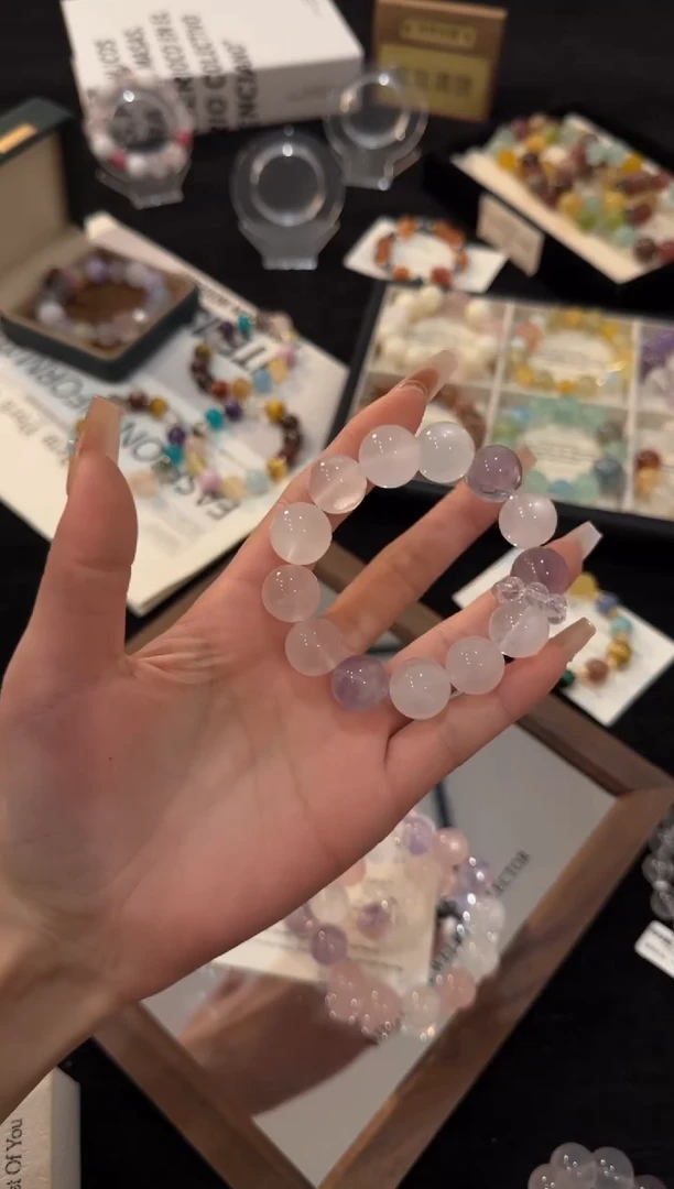 未镶嵌手链水晶粉水晶多宝x3218