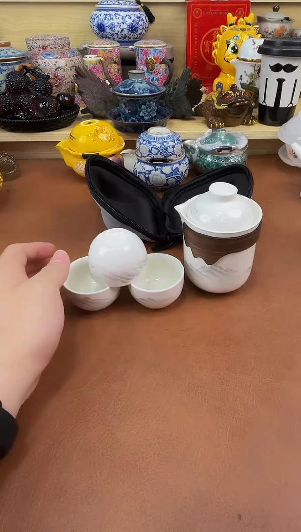 陶瓷茶具摆件旅行套组