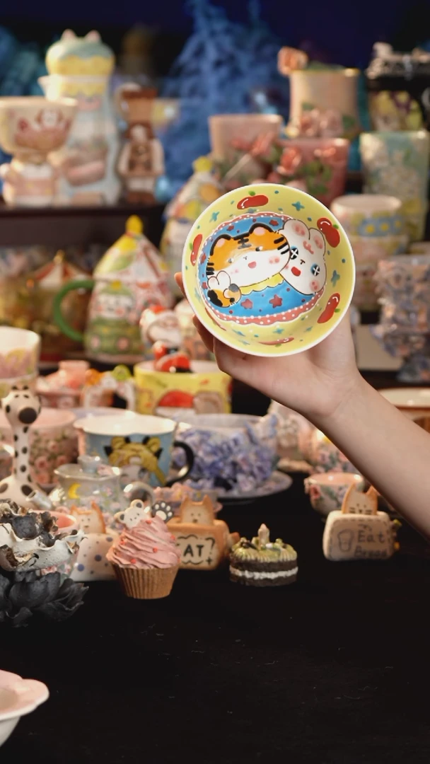 摆件陶景德镇釉下彩手绘设计师款陶瓷