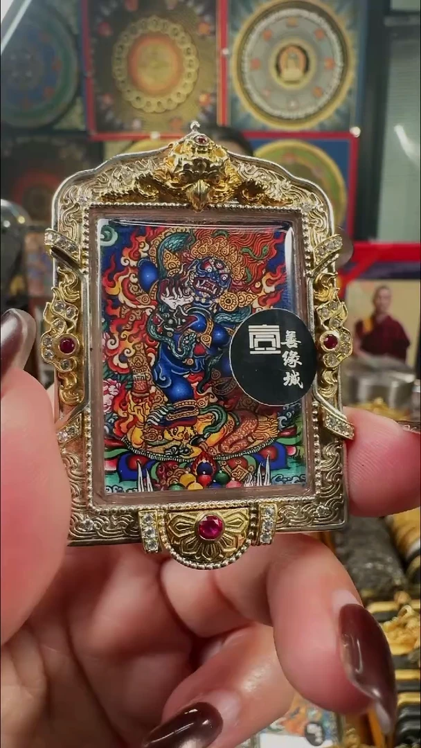 吊坠梵绘天集手绘唐卡黑C银防水壳