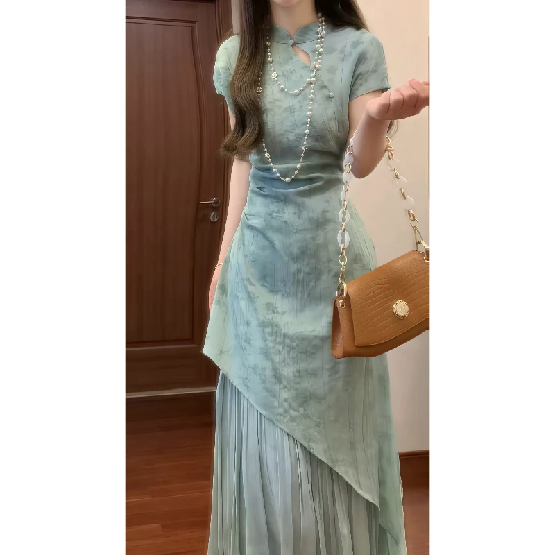 国风新中式禅意清冷感晕染改良旗袍连衣裙设计感少女日常可穿9167