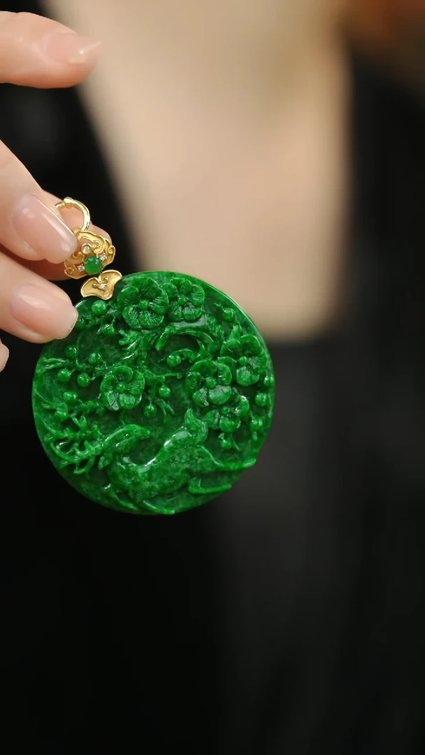 翡翠18K金镶嵌颈饰@YLG04121525@