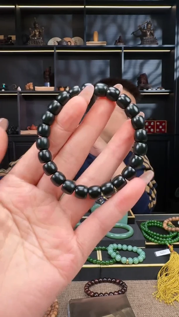 【闪购商品】和田玉1未镶嵌9mm塔青极致手串