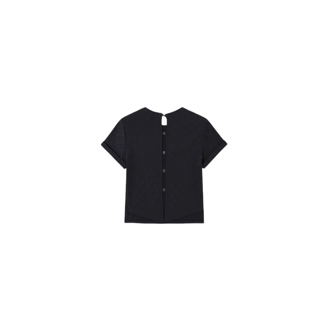 BAOFAHU 黑色菱形烫钻简约T恤-9257