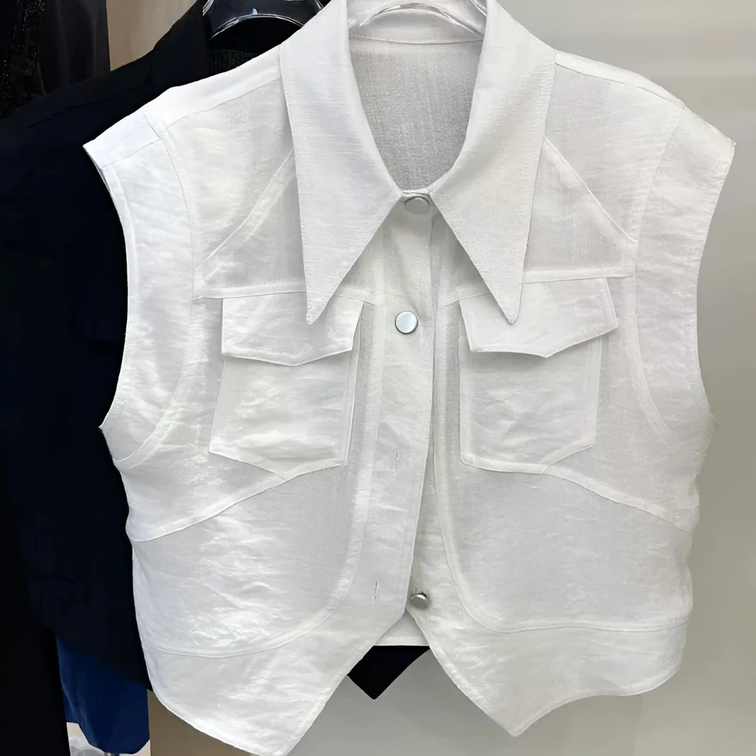 2025春夏秋新款时尚无袖休闲百搭仿麻气质上衣女生